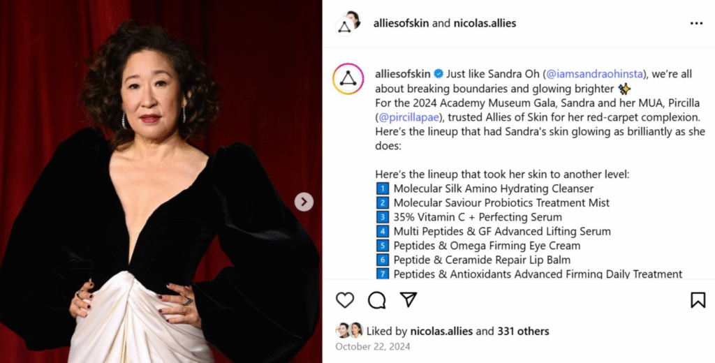 allies of skin sandra oh instagram post
