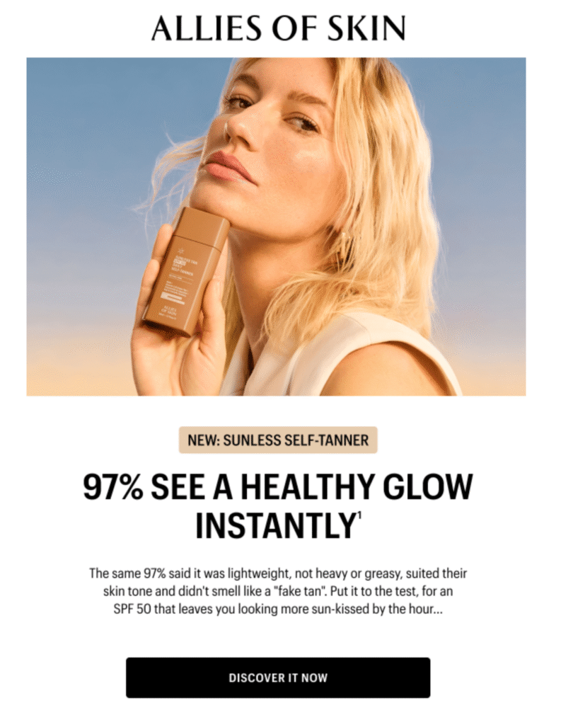 allies of skin — sunless self tanner launch email