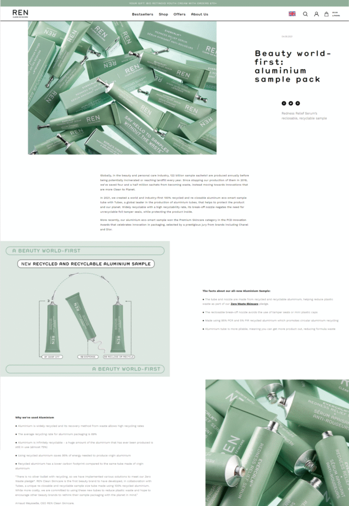 ren clean skincare sample packaging blog post