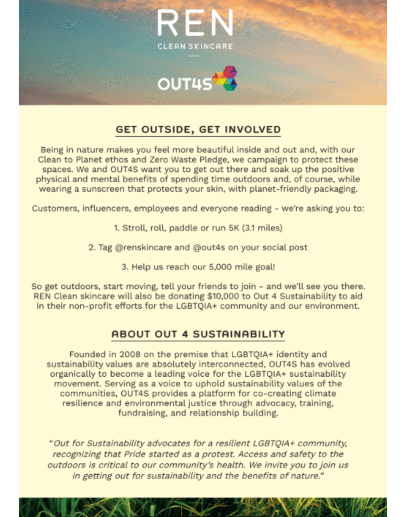 ren out 4 sustainability charity event